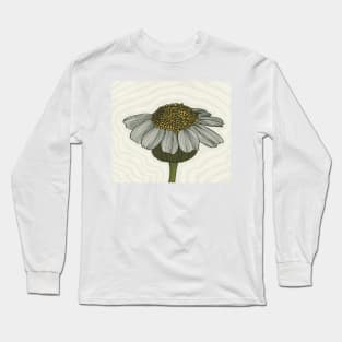 White Flower Line art with background illustration Long Sleeve T-Shirt